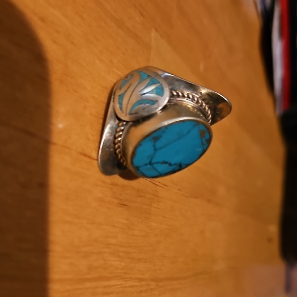 Tibetan Turquoise Ring Made In Nepall - Picture 2 of 2